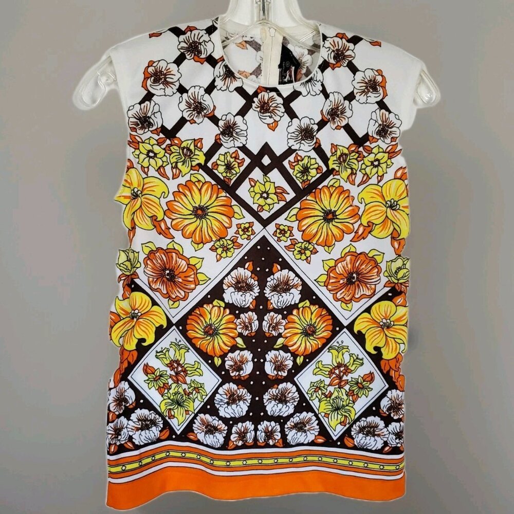 Vintage 1960s 1970s Flower Power Tank Top Size Small